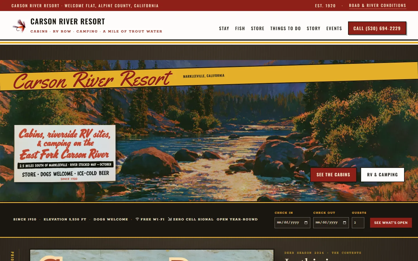 The Carson River Resort home page