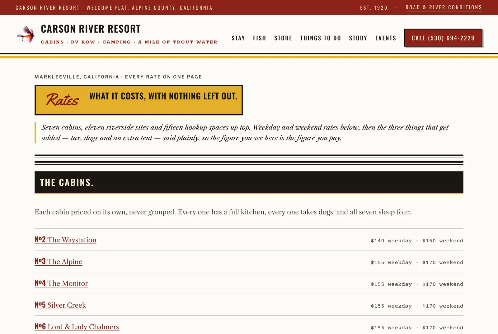 The rates page.