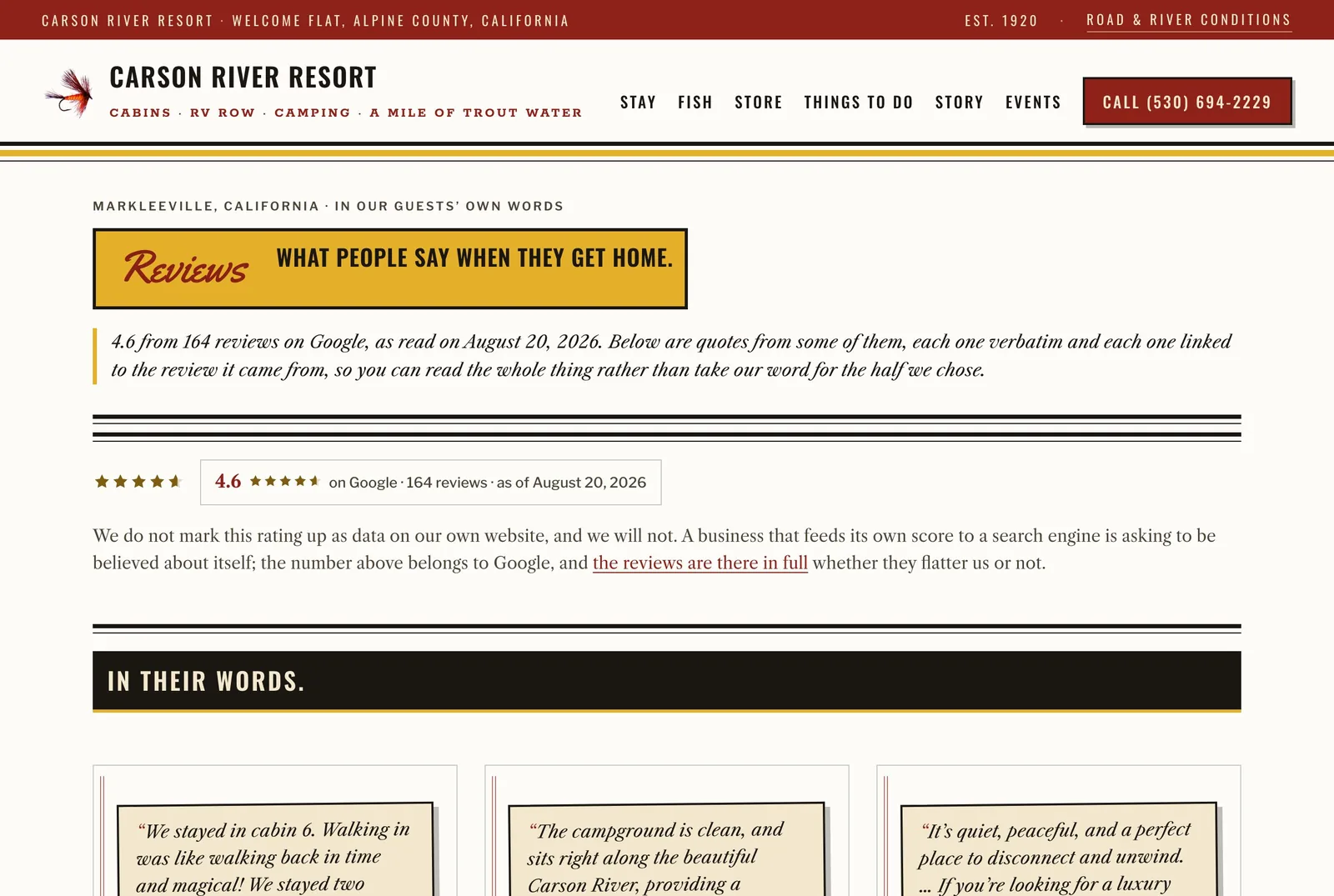 The reviews page.